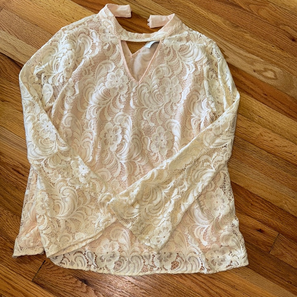 Elegant Cream Lace Women's Top